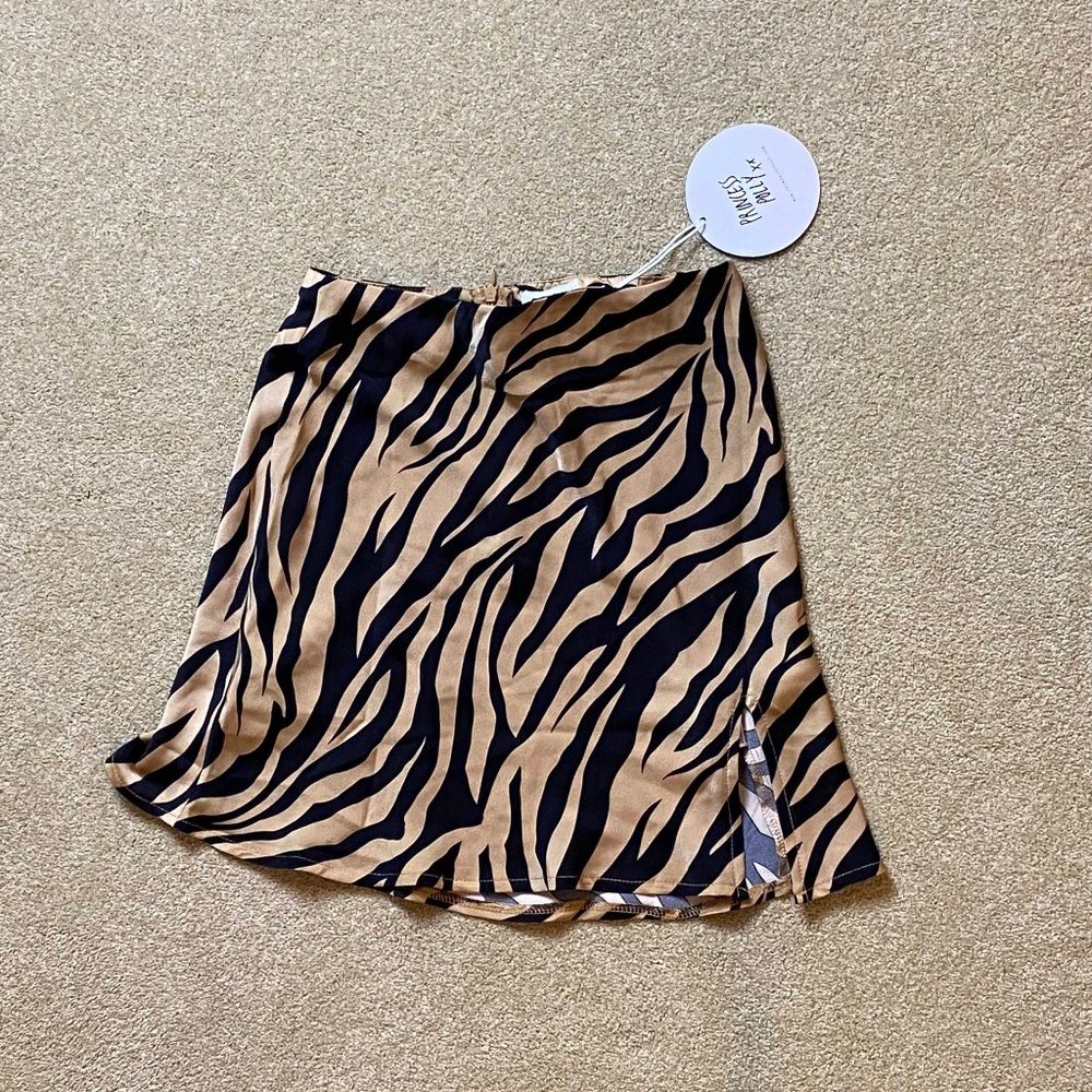 princess polly "MIDNIGHT WANDER MINI SKIRT BLACK / BEIGE" - Picture 1 of 5
